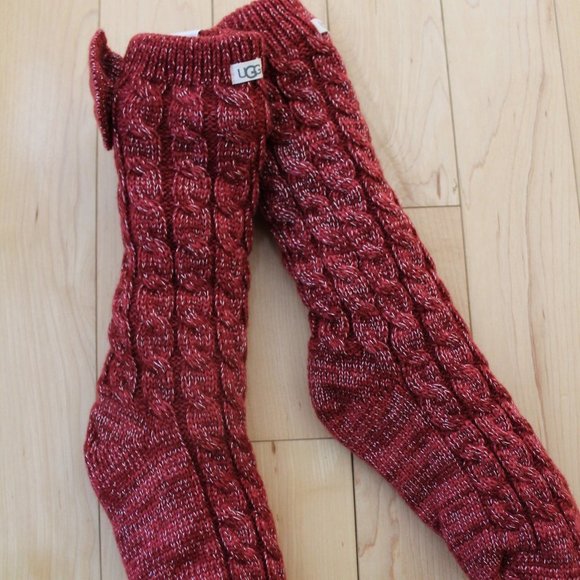UGG WOMEN'S FLEECE LINED SOCK RED NEW WITH‎ TAGS - Picture 4 of 5